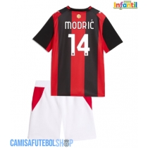 Camisa de time de futebol AC Milan Luka Modric #14 Replicas 1º Equipamento Infantil 2026-27 Manga Curta (+ Calças curtas)